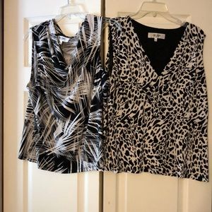 2 black and white Jones studio sleeveless tops